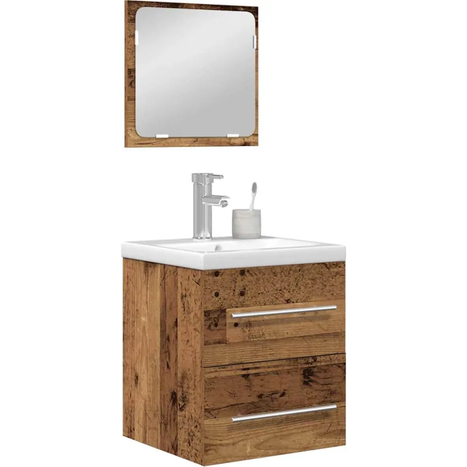 vidaXL Badkamermeubelset 2 st Oud Hout Bewerkt hout Bruin