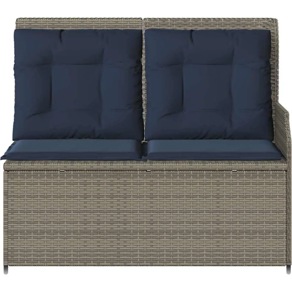 vidaXL Tuinbank 2-zits Grijs en Marineblauw poly rattan, foto 4