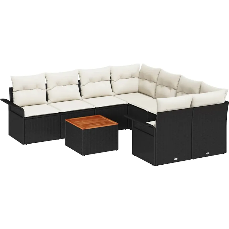 vidaXL Tuinbankenset 9 st Zwart poly rattan, foto 2