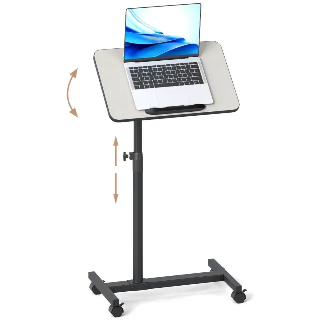 GranMaison Laptoptafel op Wielen - Bedtafeltje - Bijzettafel - Grijs / Zwart