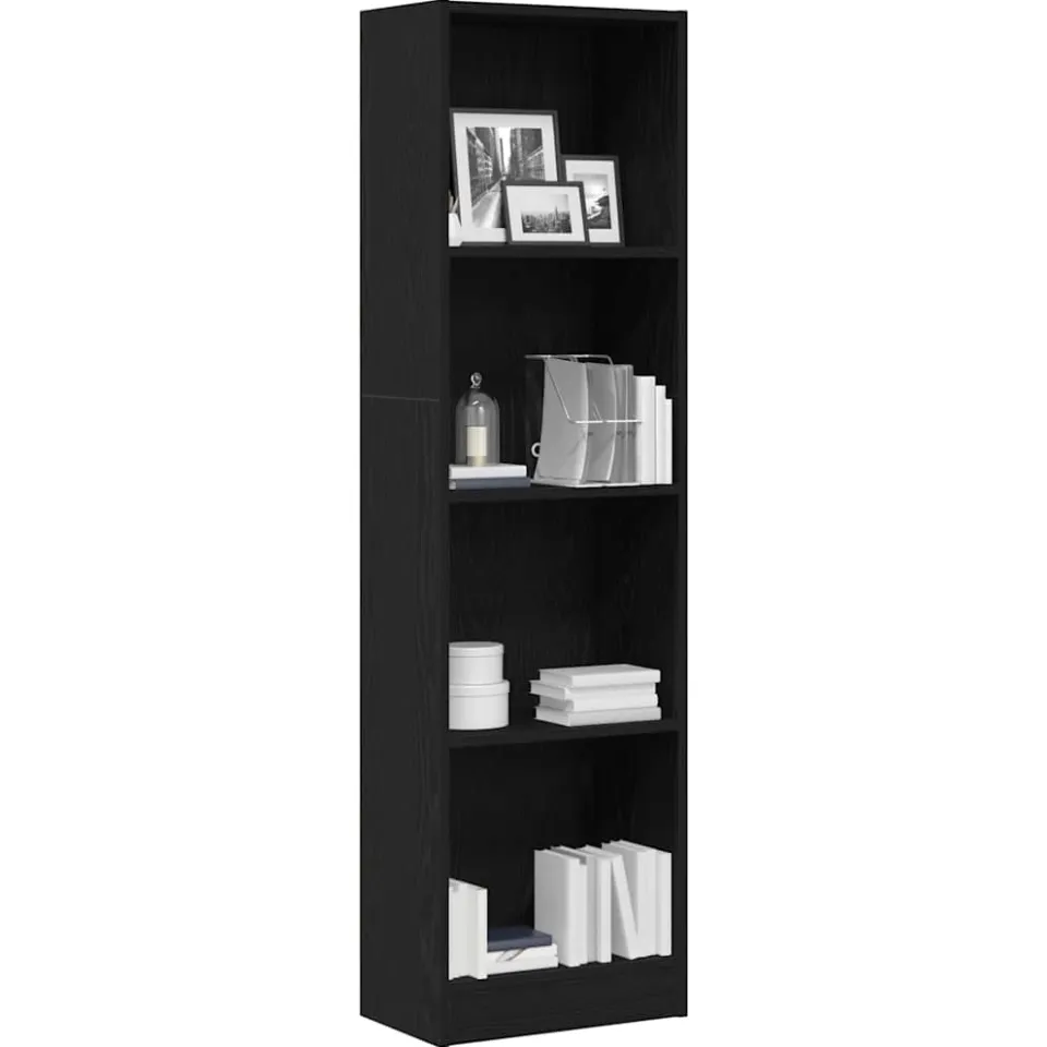 vidaXL Boekenkast Zwart Eiken 40x24x143 cm Engineered Wood, foto 2