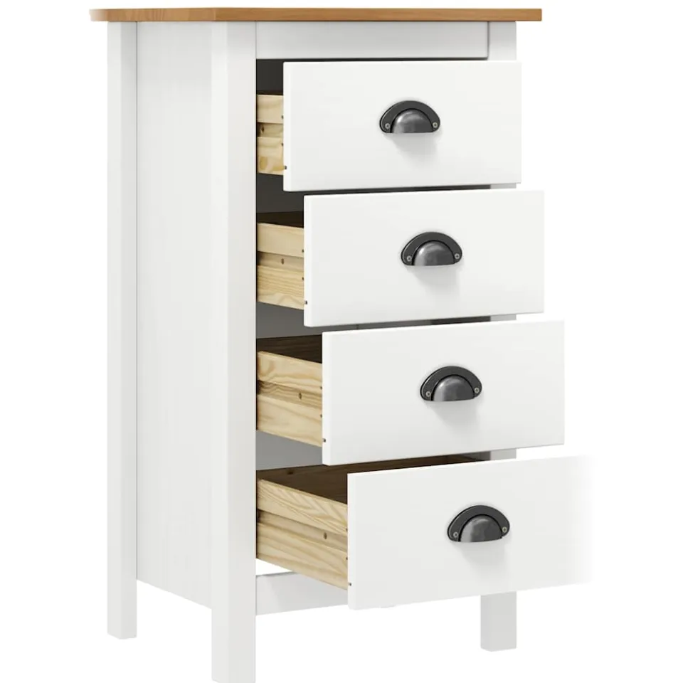 vidaXL Dressoir Hill 46x35x80 cm massief grenenhout wit, foto 3