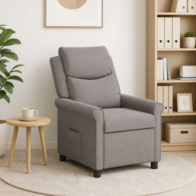 vidaXL Ligstoel Taupe 69 x 93 x 102 cm Stof, foto 2