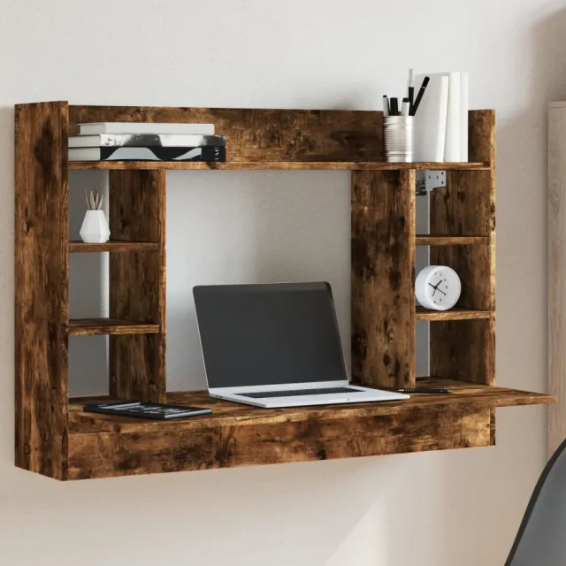 vidaXL Wandbureau 105x48x75 cm bewerkt hout gerookt eikenkleurig Bruin