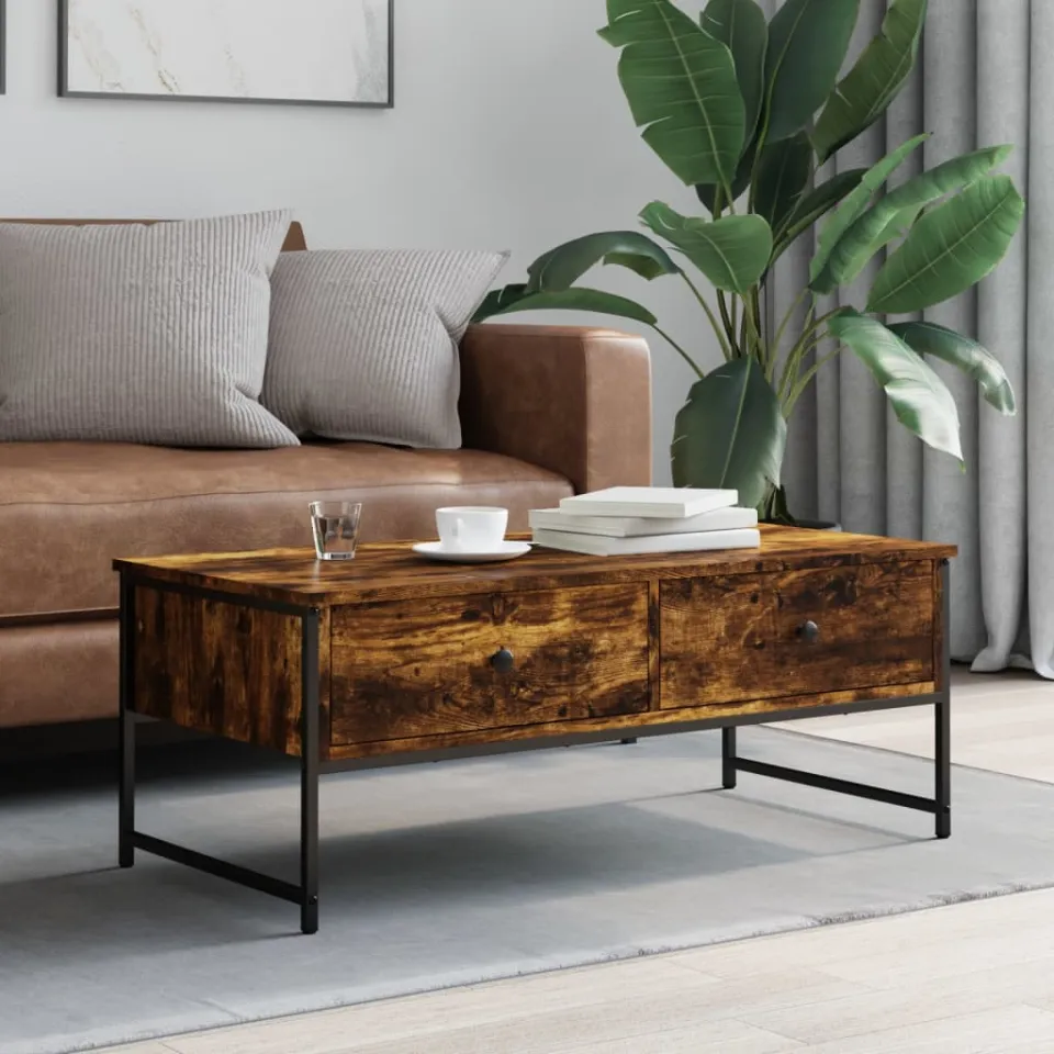 vidaXL Salontafel 101x49x39,5 cm bewerkt hout gerookt eikenkleurig, foto 3