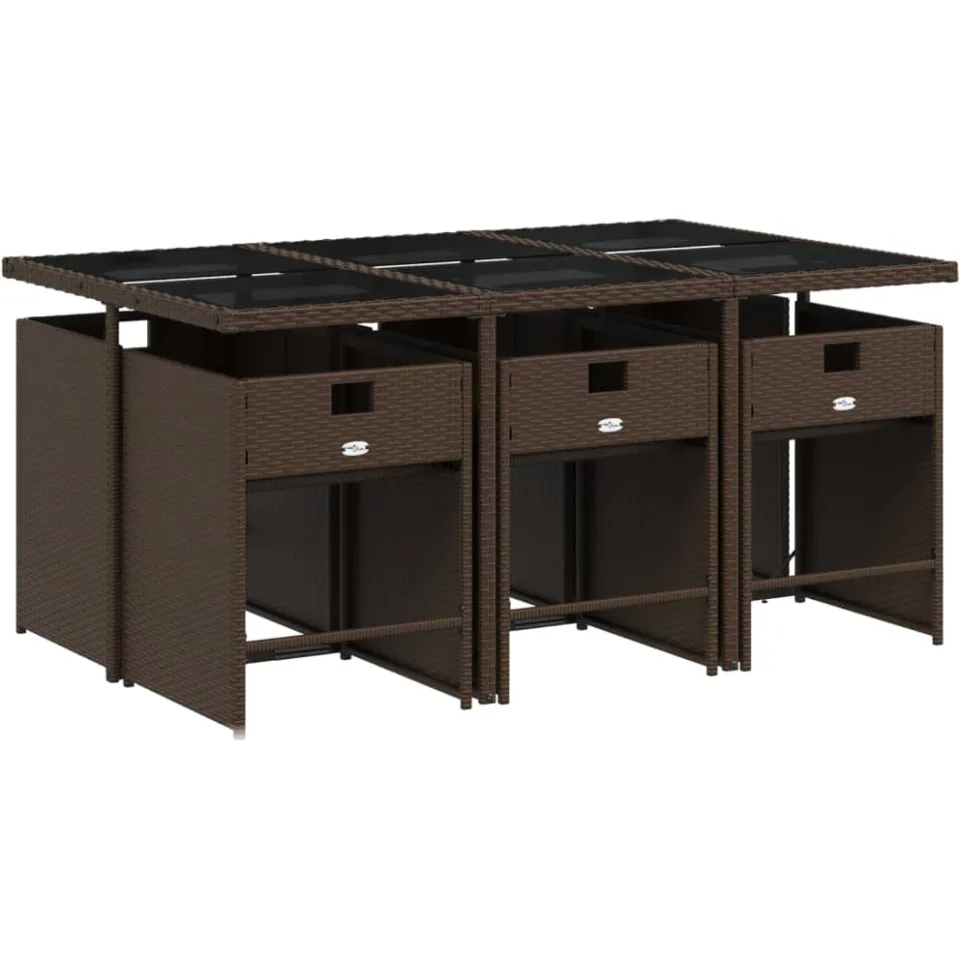 vidaXL 7-delige Tuinset met kussens poly rattan bruin, foto 2