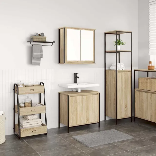 vidaXL 2-delige Badkamermeubelset bewerkt hout sonoma eikenkleurig Bruin