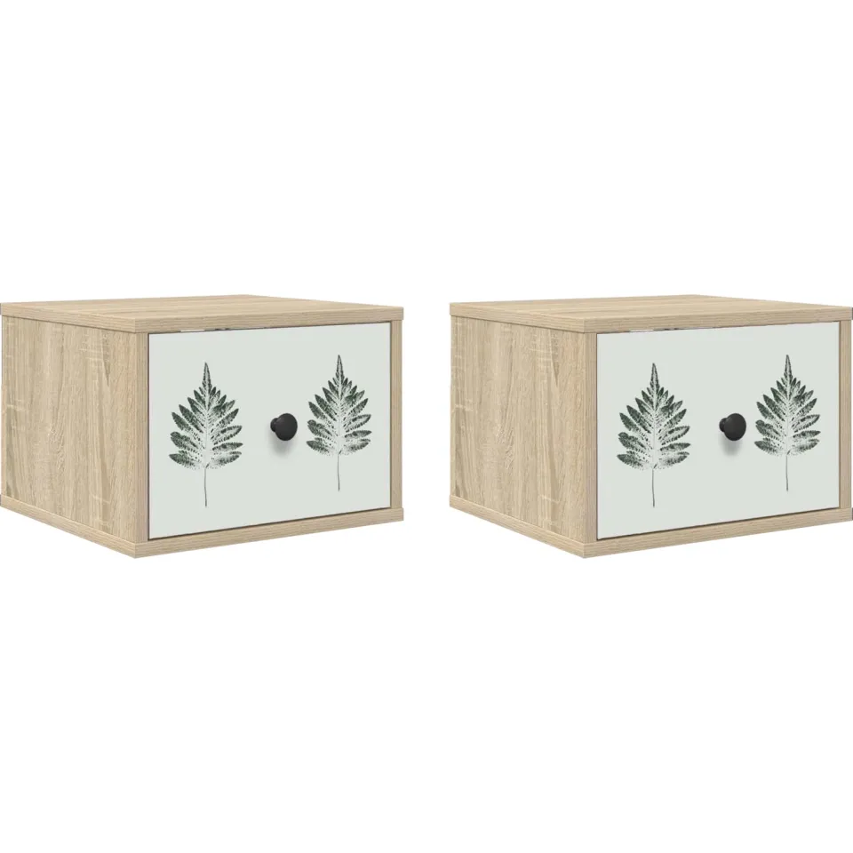 vidaXL Wandkastje HANAU 2 st Sonoma Eiken 36 x 33 x 25 cm Bewerkt hout Bruin