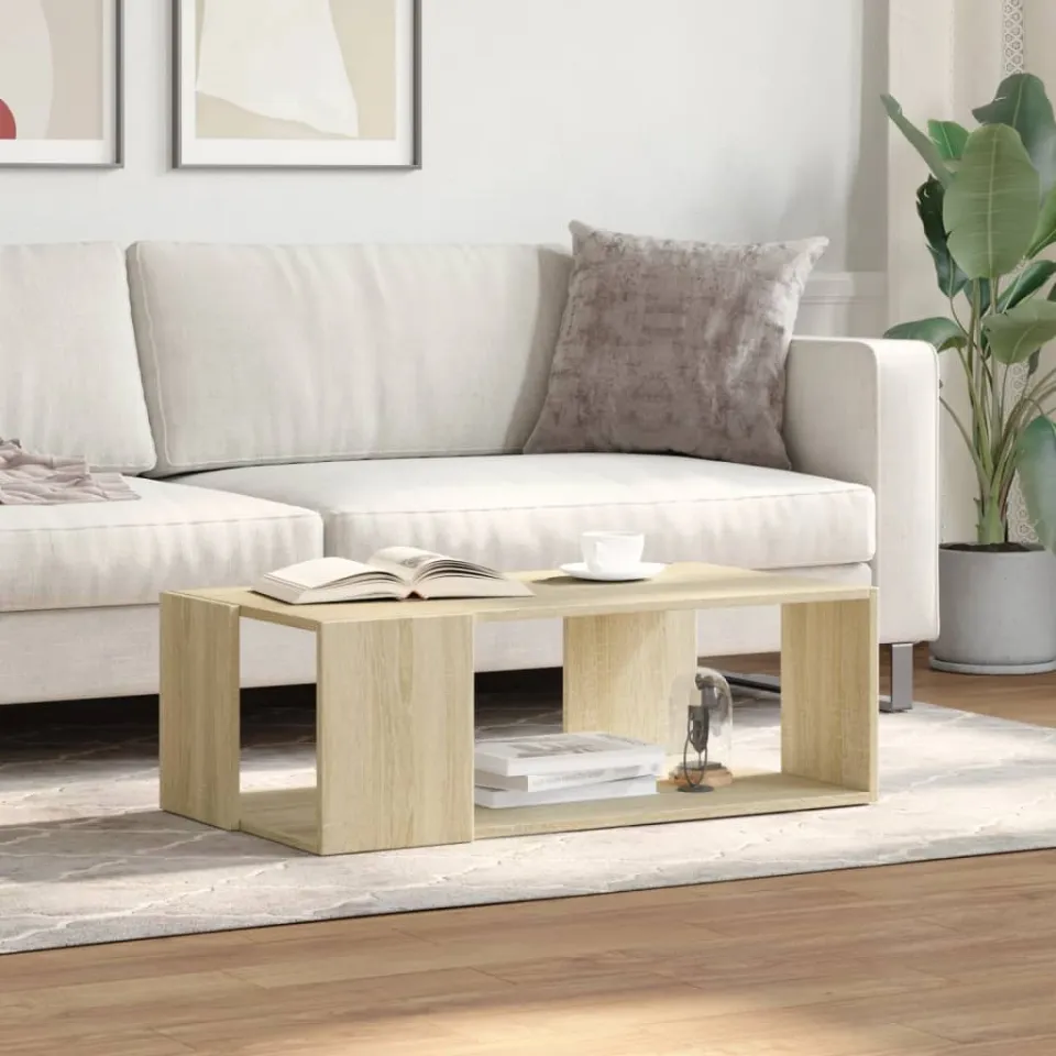 vidaXL Salontafel 89,5x48x30 cm bewerkt hout sonoma eikenkleurig, foto 3