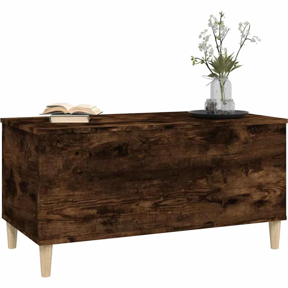 vidaXL Salontafel 90x44,5x45 cm bewerkt hout gerookt eikenkleurig, foto 3