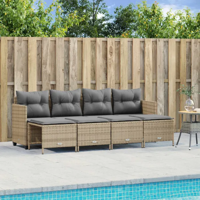 vidaXL 5-delige Loungeset met kussens poly rattan beige, foto 2