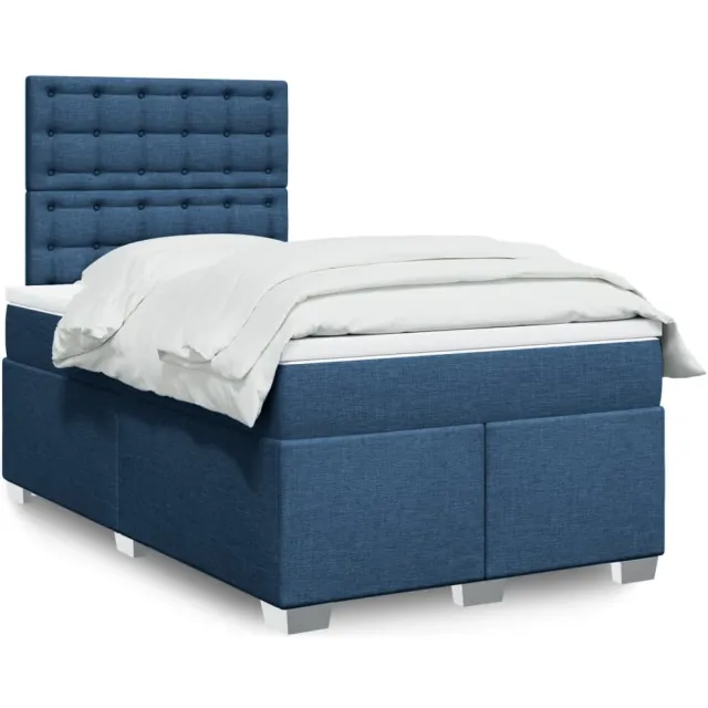 vidaXL Boxspring met matras stof blauw 120x190 cm