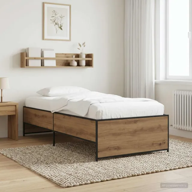 vidaXL Bedframe Artisanaal eiken 80 x 200 cm Bewerkt hout Bruin