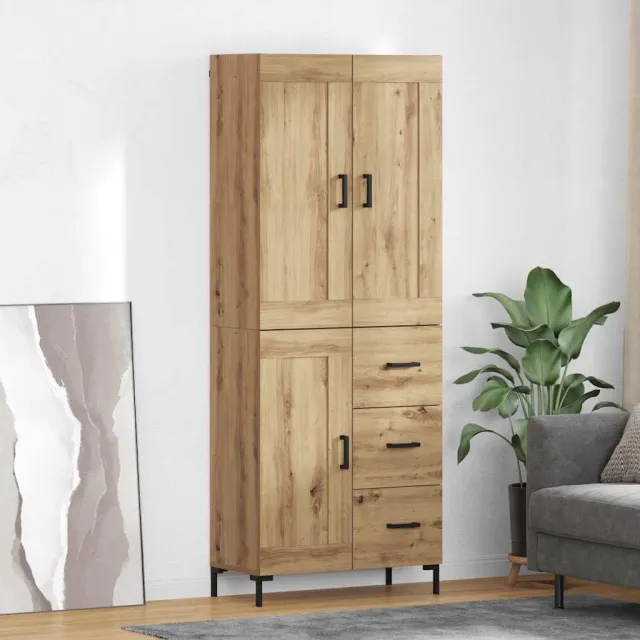 vidaXL Hoge kast 2 st Artisan Eiken 69,5 x 34 x 180 cm Bewerkt hout, foto 2