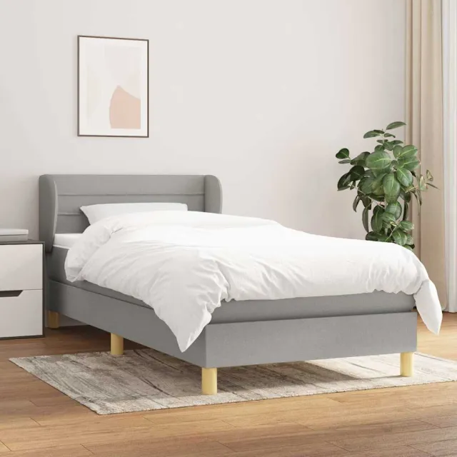 vidaXL Boxspring met matras stof lichtgrijs 90x190 cm grijs