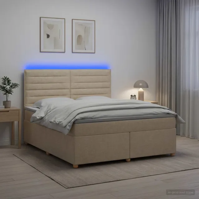 vidaXL Boxspringbed met matras Crèmekleurig 140 x 200 cm Stof