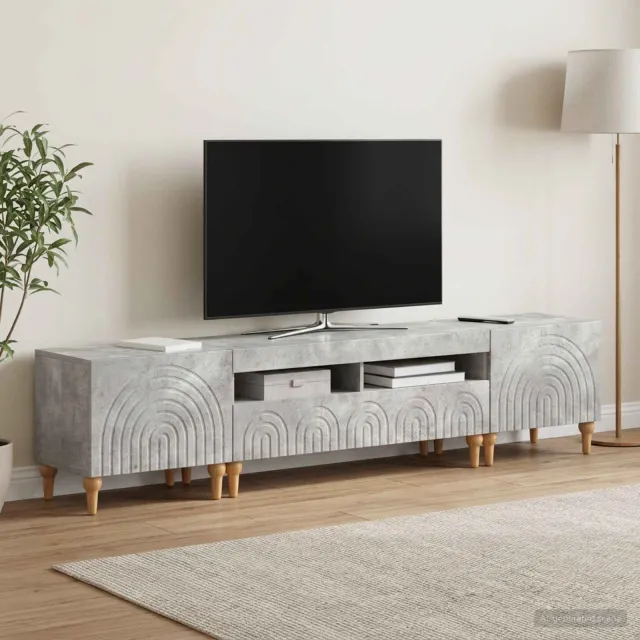 vidaXL 3-delige LED TV-kast Betongrijs Bewerkt hout