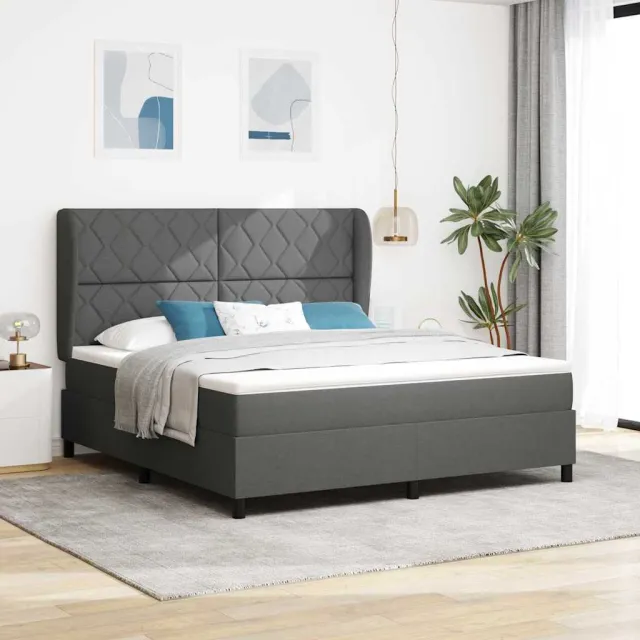vidaXL Boxspring bed met hoofdeinde Donkergrijs 180 x 200 cm Stof