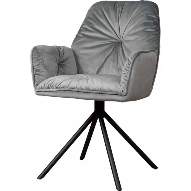 sidd Palma armchair - fabric Bluvel 14 grey Grijs
