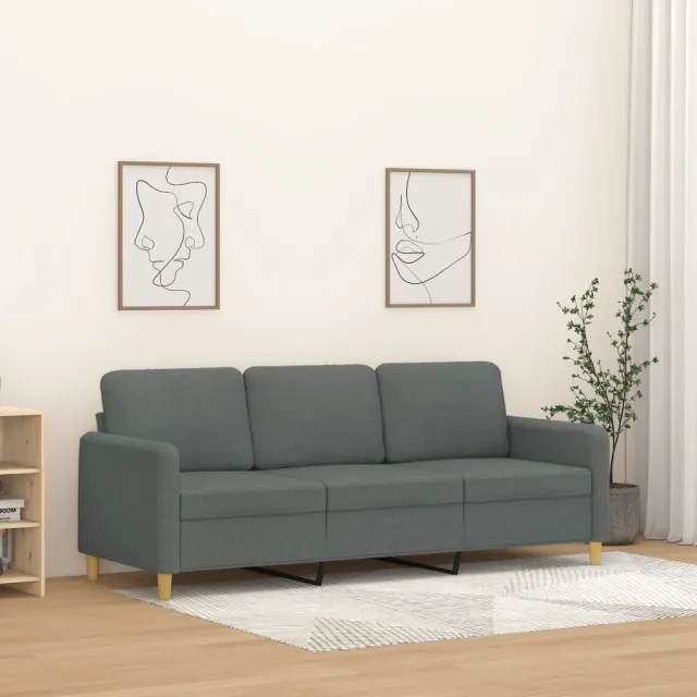 vidaXL Driezitsbank 180 cm stof donkergrijs