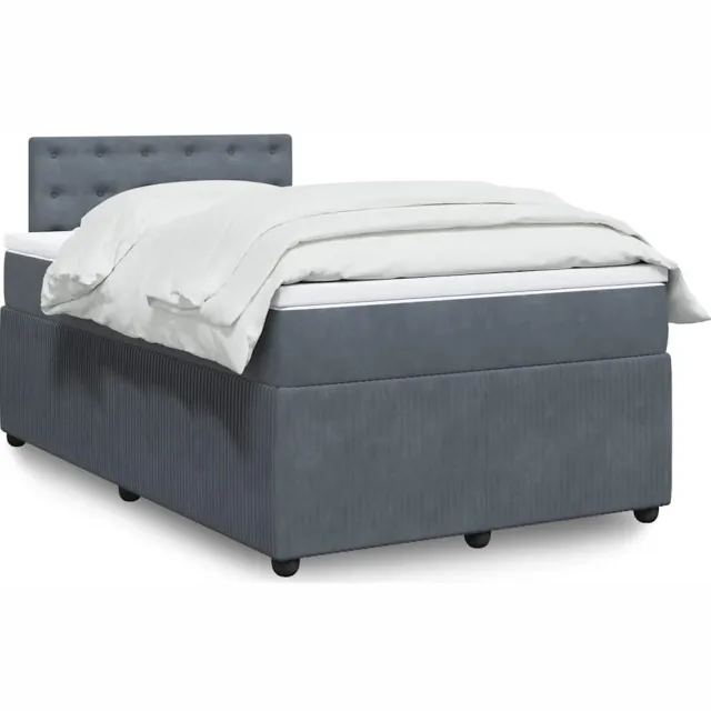 vidaXL Boxspring met matras fluweel donkergrijs 120x200 cm grijs