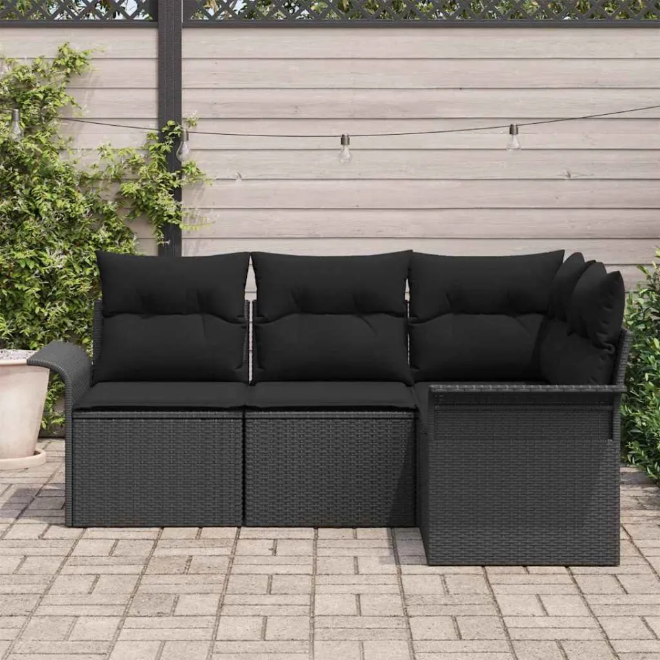 vidaXL Tuin Sofa Set 4 st Zwart poly rattan, foto 3