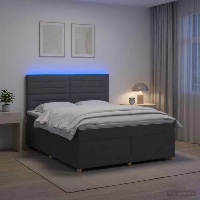 vidaXL Boxspringbed met matras Donkergrijs 140 x 190 cm Stof