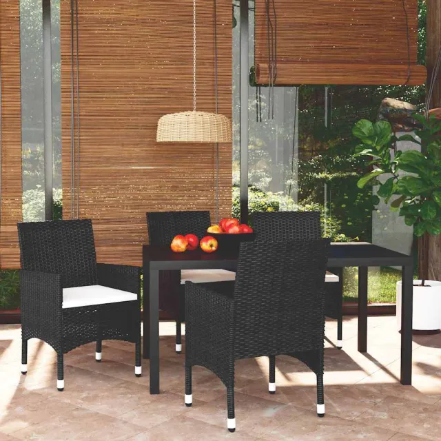 vidaXL 5-delige Tuinset met kussens poly rattan zwart, foto 2