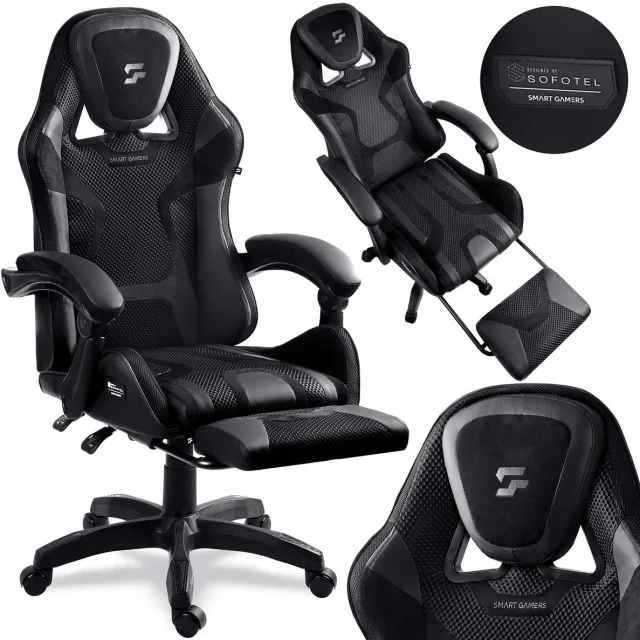 Sofotel Specter Serie - Gaming Stoel - Verstelbare Rugleuning - Uitklapbare Voetensteun - Modern Ontwerp Zwart;Roze