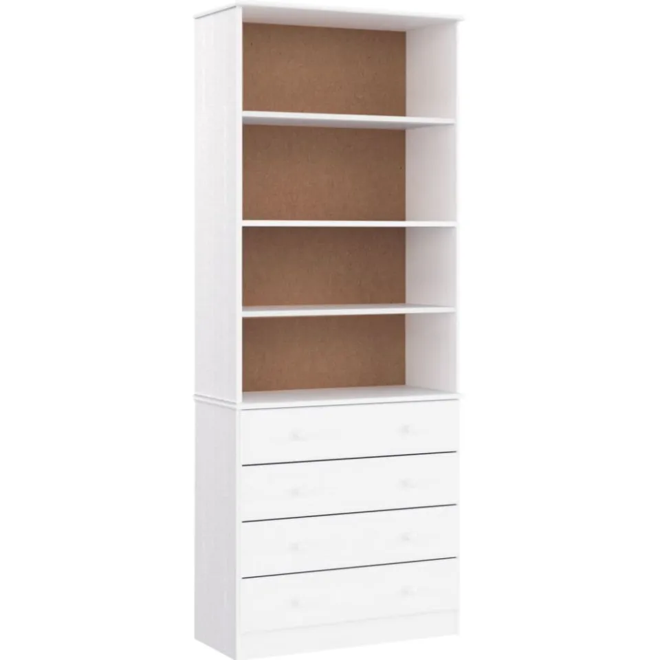 vidaXL Boekenkast met lades ALTA 77x35x186,5 cm massief grenenhout wit, foto 3