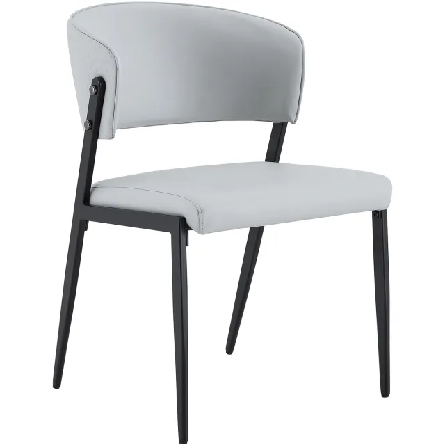 MUVANO Lichtgrijze eetkamerstoelen set van 2 - Keukenstoelen - Gepolsterd - Kunstleer en metalen frame - Gebogen rugleuning - Voor eetkamer en kantoor lichtgrijs