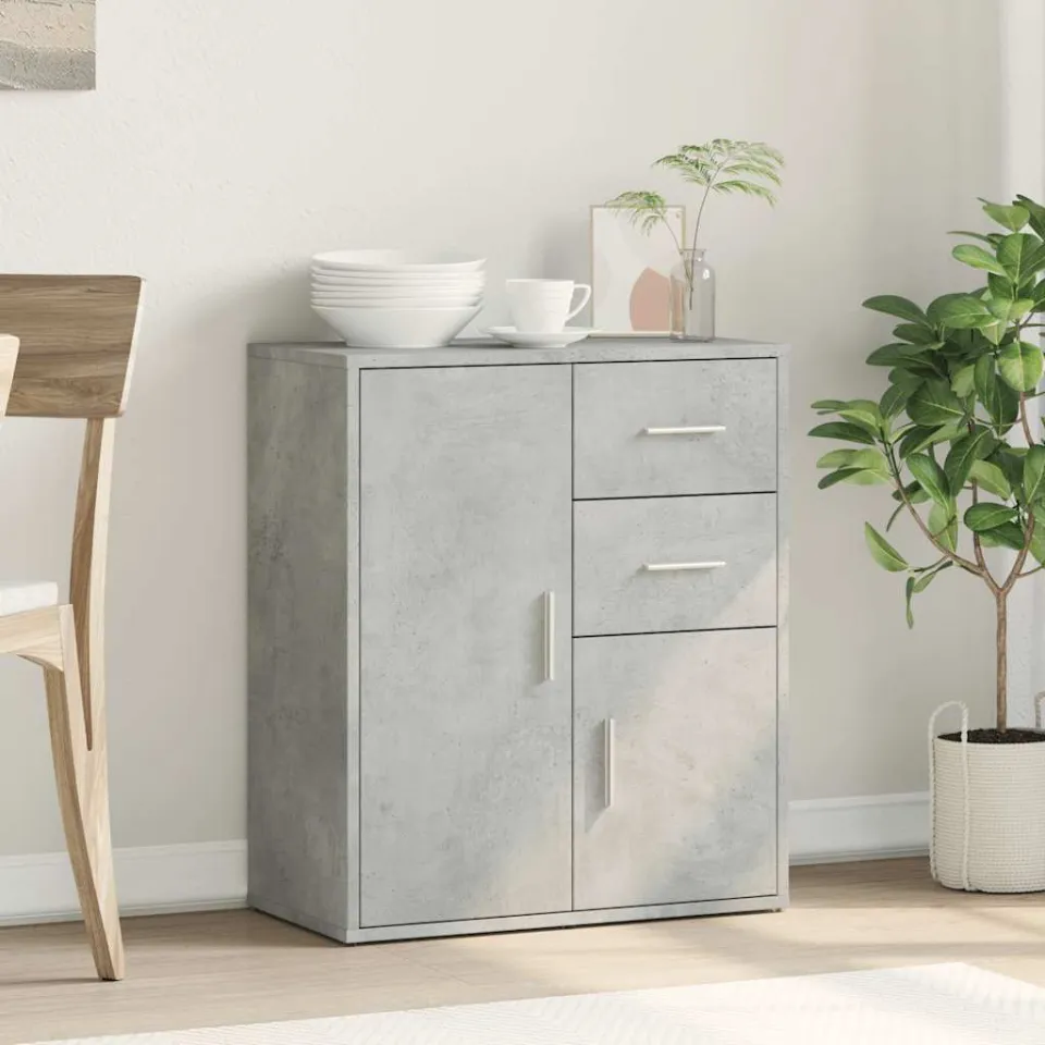 vidaXL Dressoir 60x31x70 cm bewerkt hout betongrijs grijs, foto 3