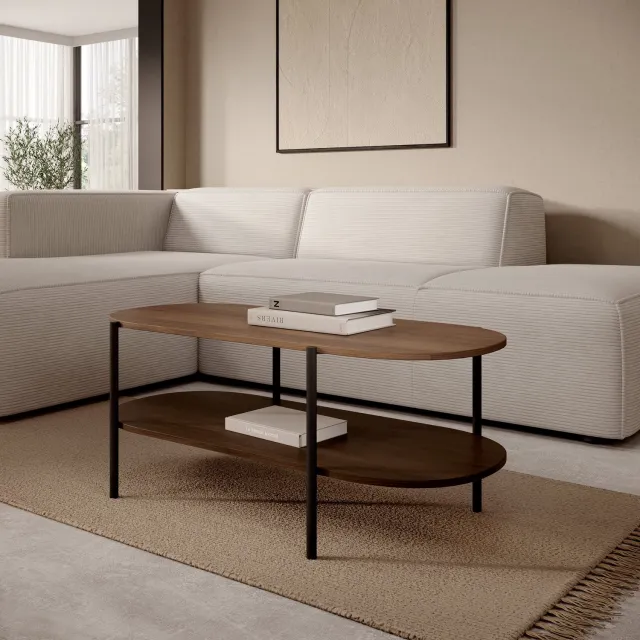 MEUBELLA Cirello - Salontafel - Walnootpatroon - 110x50x46 cm Bruin