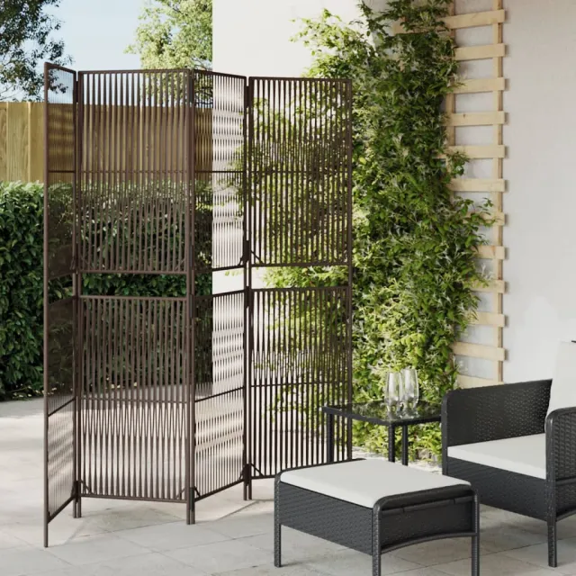 vidaXL Kamerscherm 4 panelen poly rattan bruin, foto 2