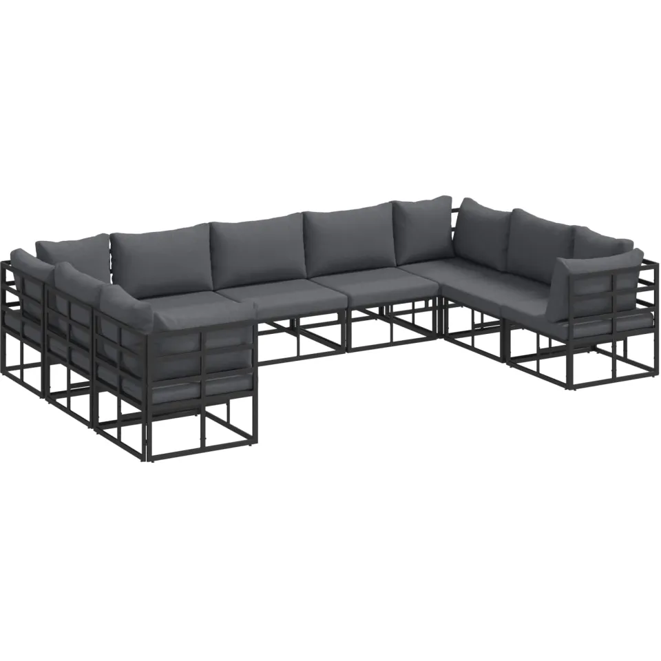 vidaXL Tuinbankenset 9 st Zwart Aluminium, foto 3