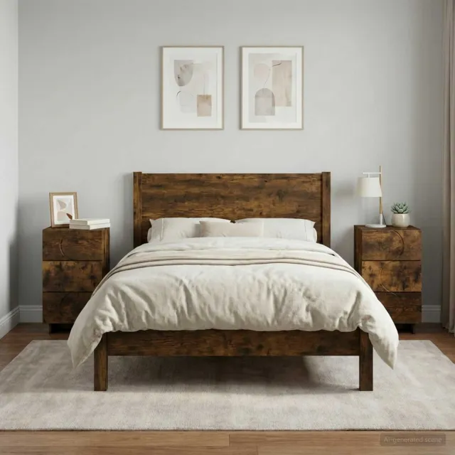 vidaXL Nachtkastje 2 st Gerookt eiken 33,5 x 34,5 x 60 cm Bewerkt hout, foto 2