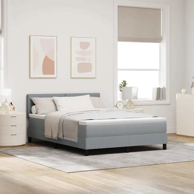 vidaXL Boxspring bed met kussen Lichtgrijs 160 x 200 cm Stof grijs
