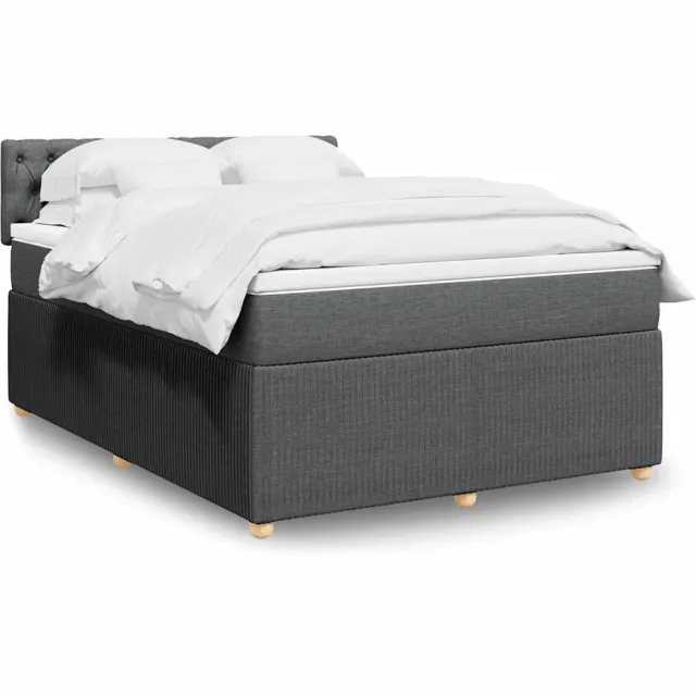 vidaXL Boxspring met matras stof donkergrijs 140x190 cm grijs
