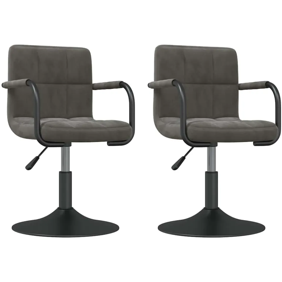vidaXL Eetkamerstoelen draaibaar 2 st fluweel donkergrijs grijs, foto 3
