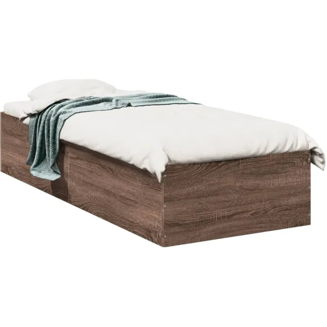 vidaXL Bedframe bewerkt hout bruin eikenkleur 90x200 cm