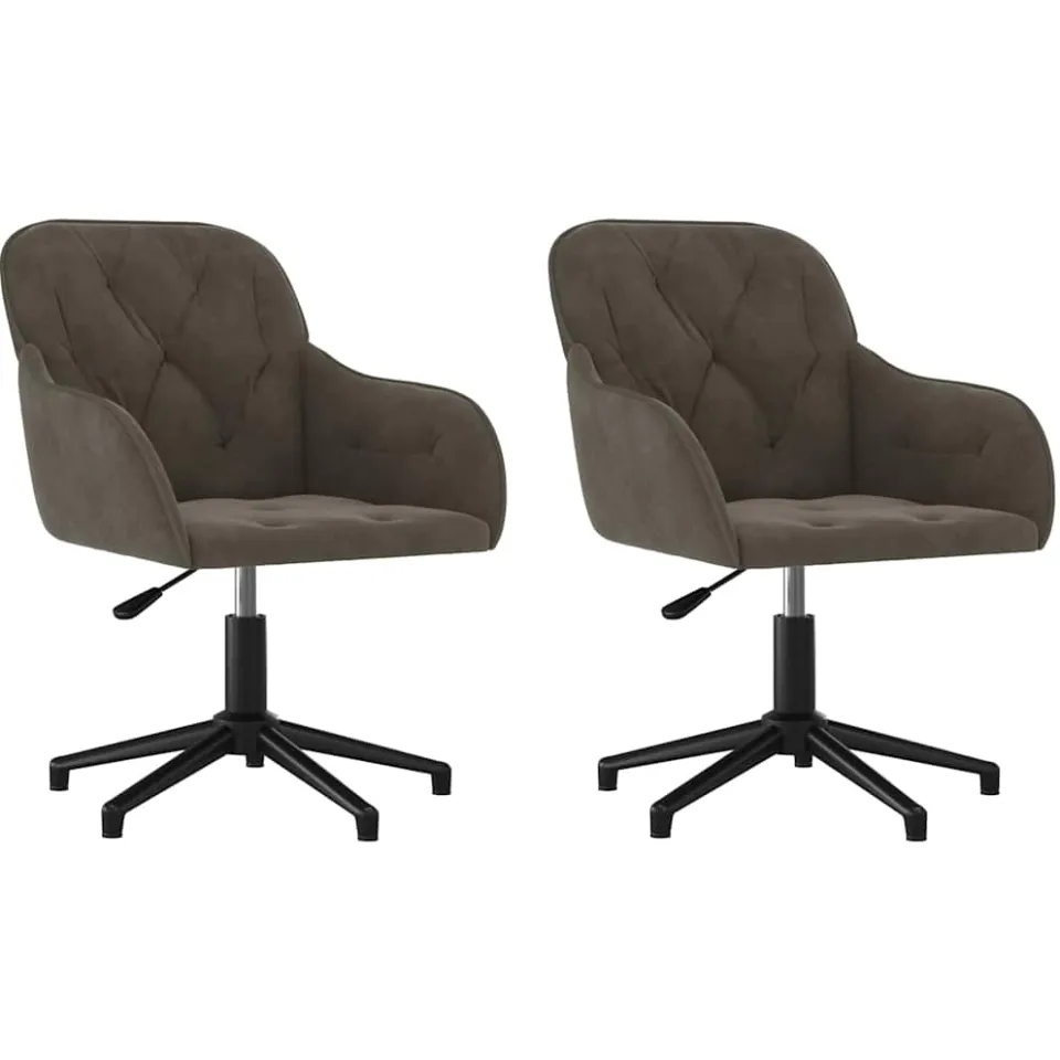 vidaXL Eetkamerstoelen draaibaar 2 st fluweel donkergrijs grijs, foto 3