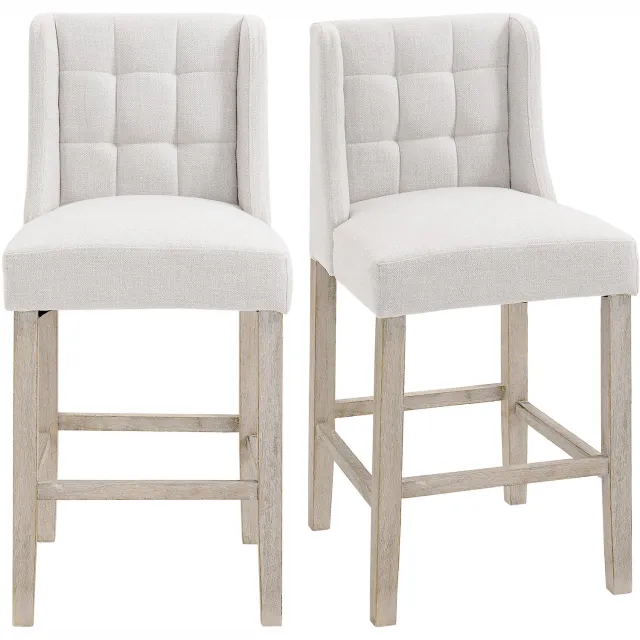 Homcom Barkrukken Set van 2 met Rugleuning - Barkruk, Keukenstoel, Kruk voor Aanrecht - Beige