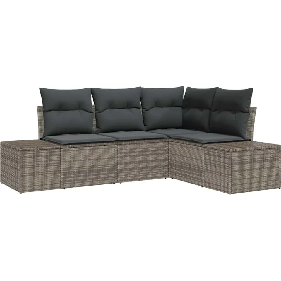 vidaXL Tuinbankenset 4 st Grijs poly rattan