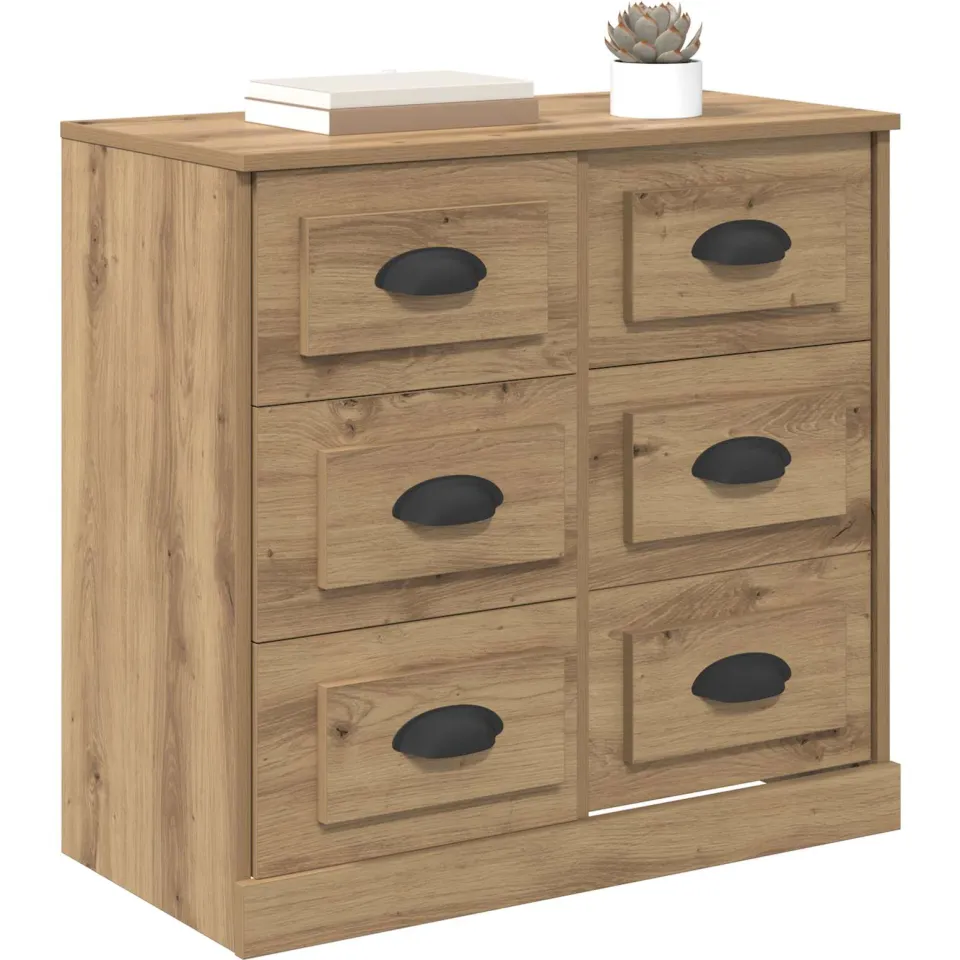 vidaXL Dressoir Artisan Eiken 70 x 35,5 x 67,5 cm Bewerkt hout Bruin