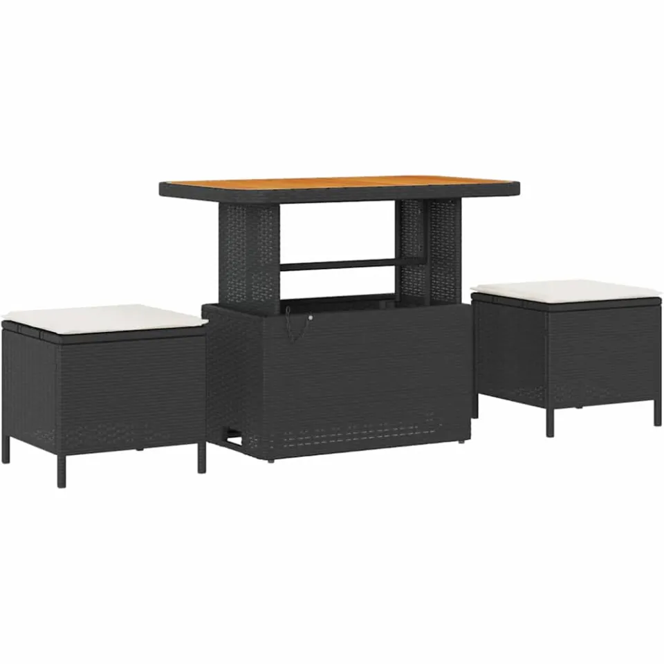 vidaXL Tuinbankenset 12 st Zwart poly rattan, foto 4