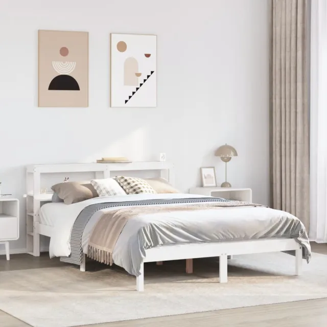 vidaXL Bedframe zonder matras massief grenenhout wit 120x200 cm