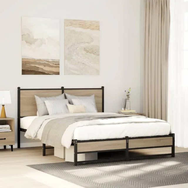 vidaXL Bedframe zonder matras metaal sonoma eikenkleurig 140x200 cm