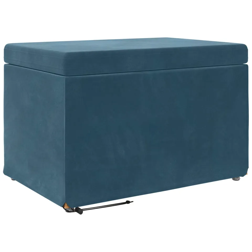 vidaXL Kruk Blauw 61 x 41 x 40 cm Velvet en Gefabriceerd Hout, foto 4