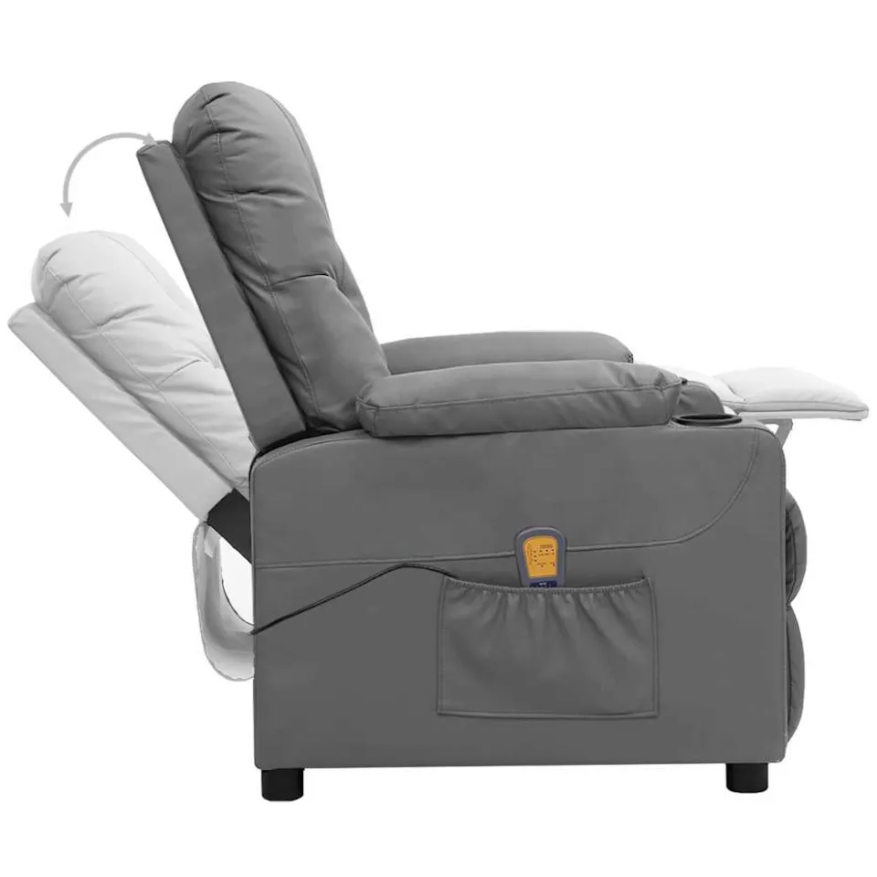 vidaXL Massagestoel kunstleer grijs, foto 4