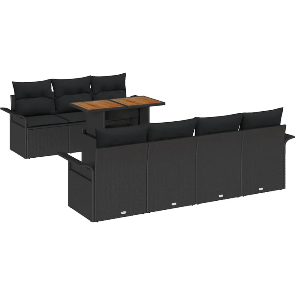 vidaXL Tuin Sofa Set 8 st Zwart Poly riet